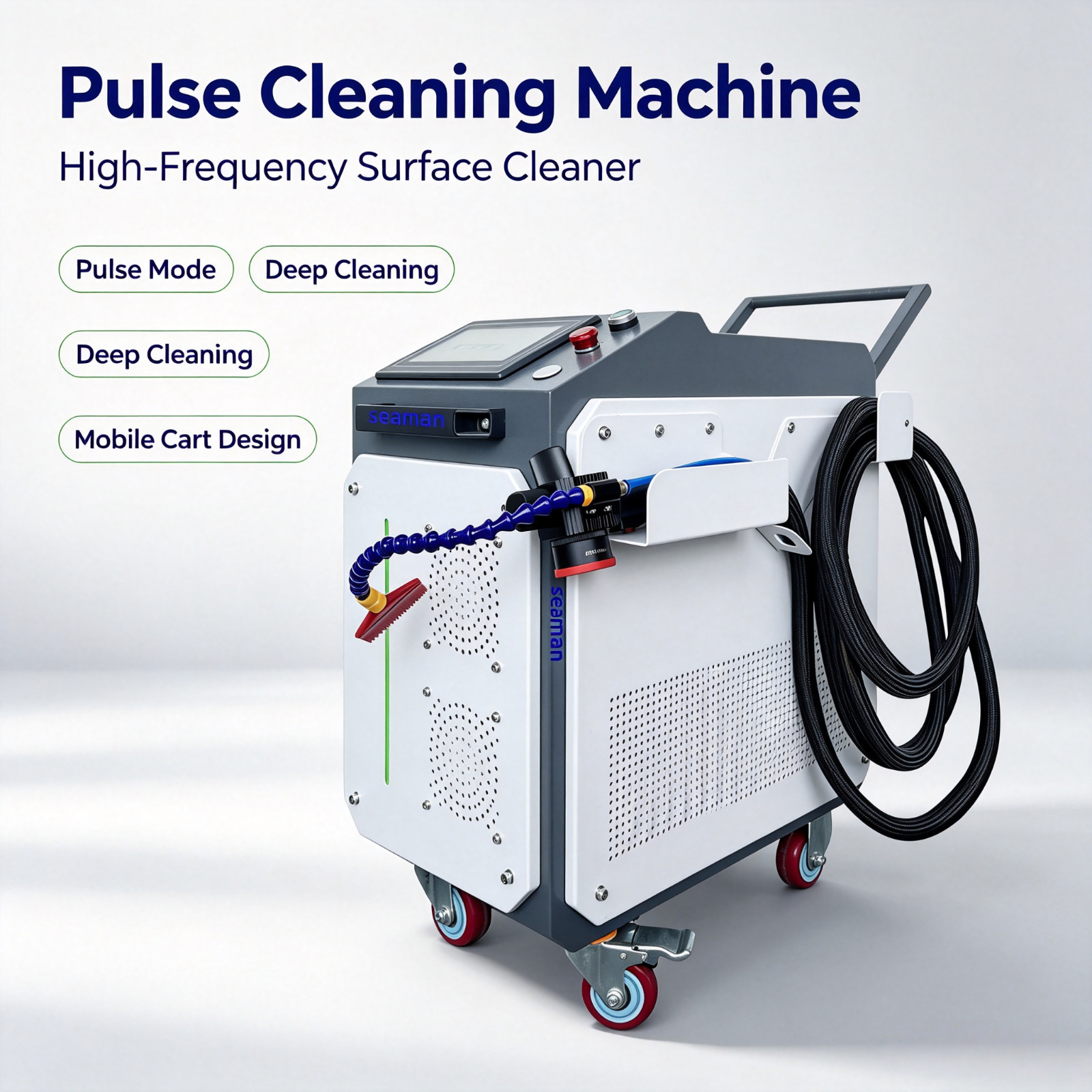 JPT 300W Trolley Pulse Fiber Laser Cleaner Handheld Graffiti Removal Machine