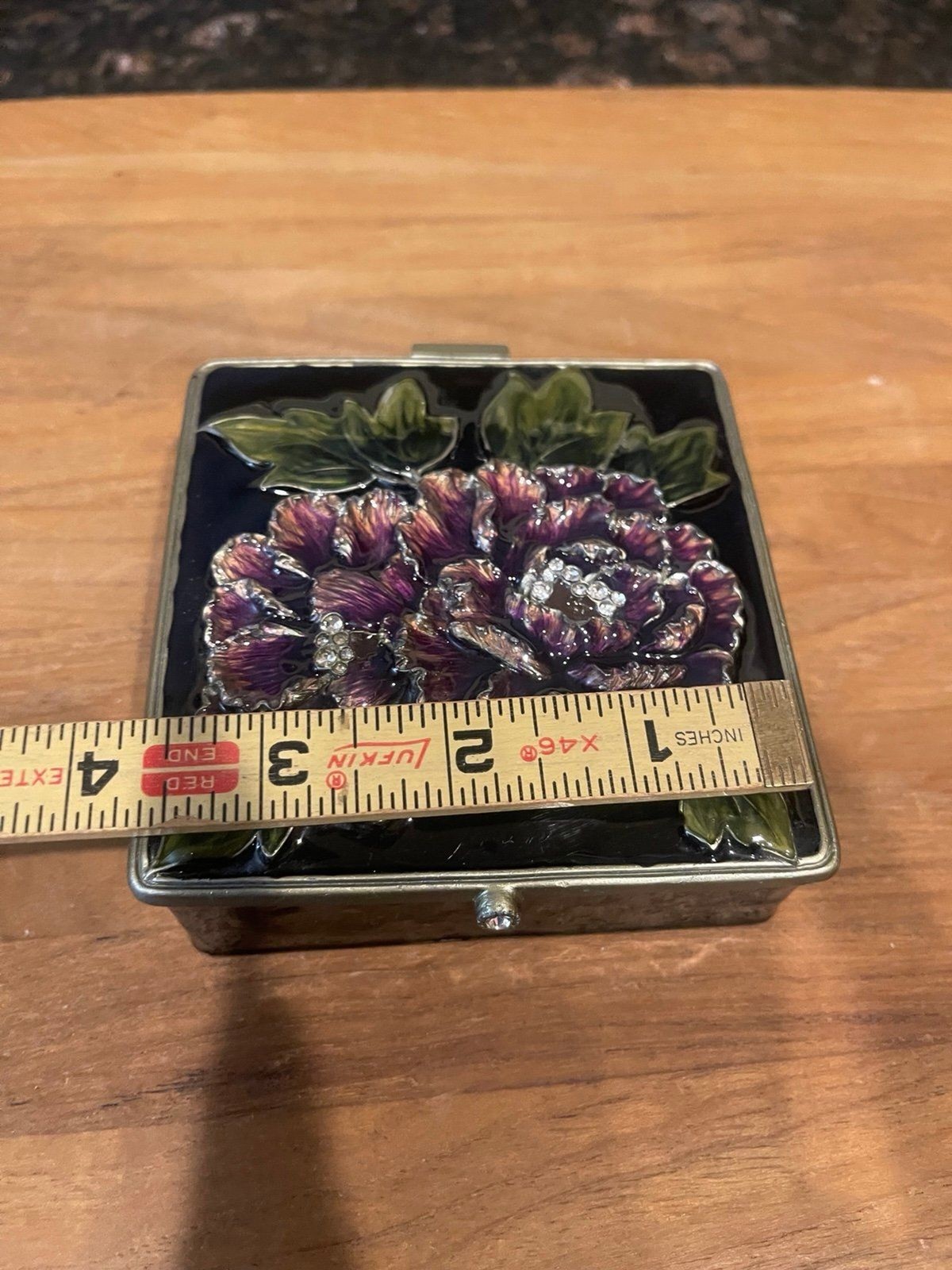 Enamel Flower Square trinket box