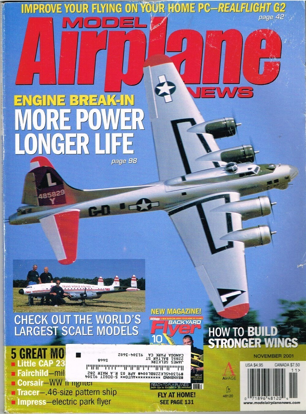 MODEL AIRPLANE NEWS Magazine November 2001 Remington-Brunelli RB-2 Transport