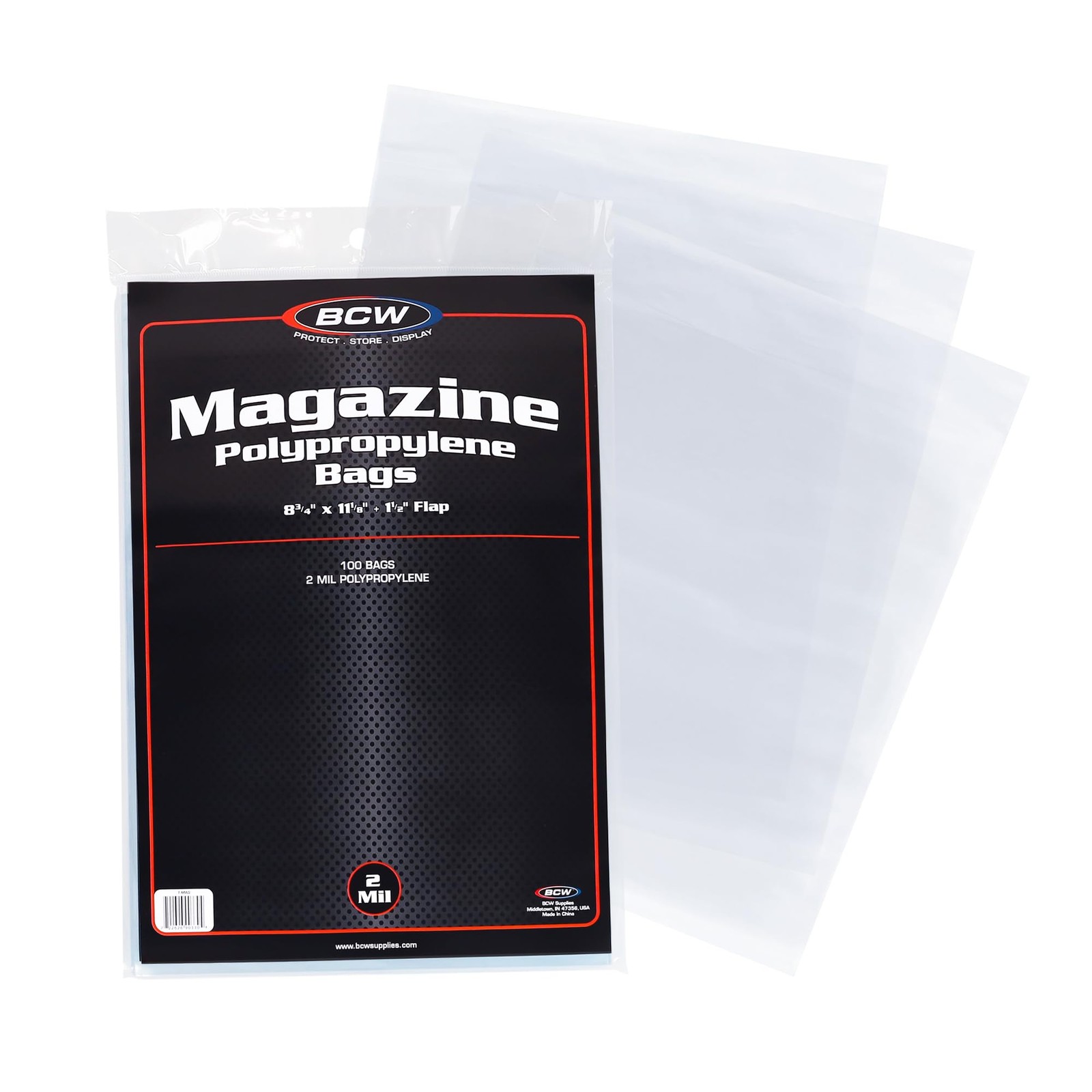 BCW Magazine Bags - 1 Pack of 100 | Acid-Free, Crystal Clear Polypropylene Sleev