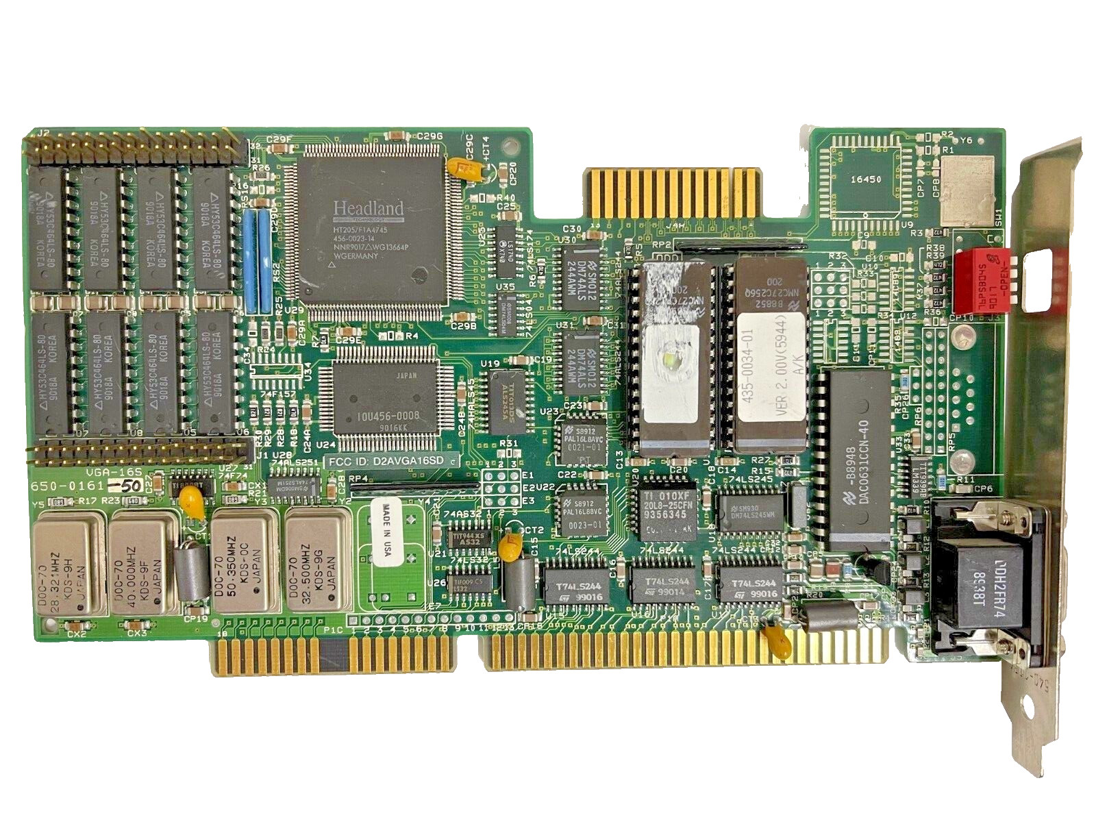 * SALE 1989 HEADLAND HT205 256K ISA VGA CARD FCC D2AVGA16SD MADE IN USA MXB79