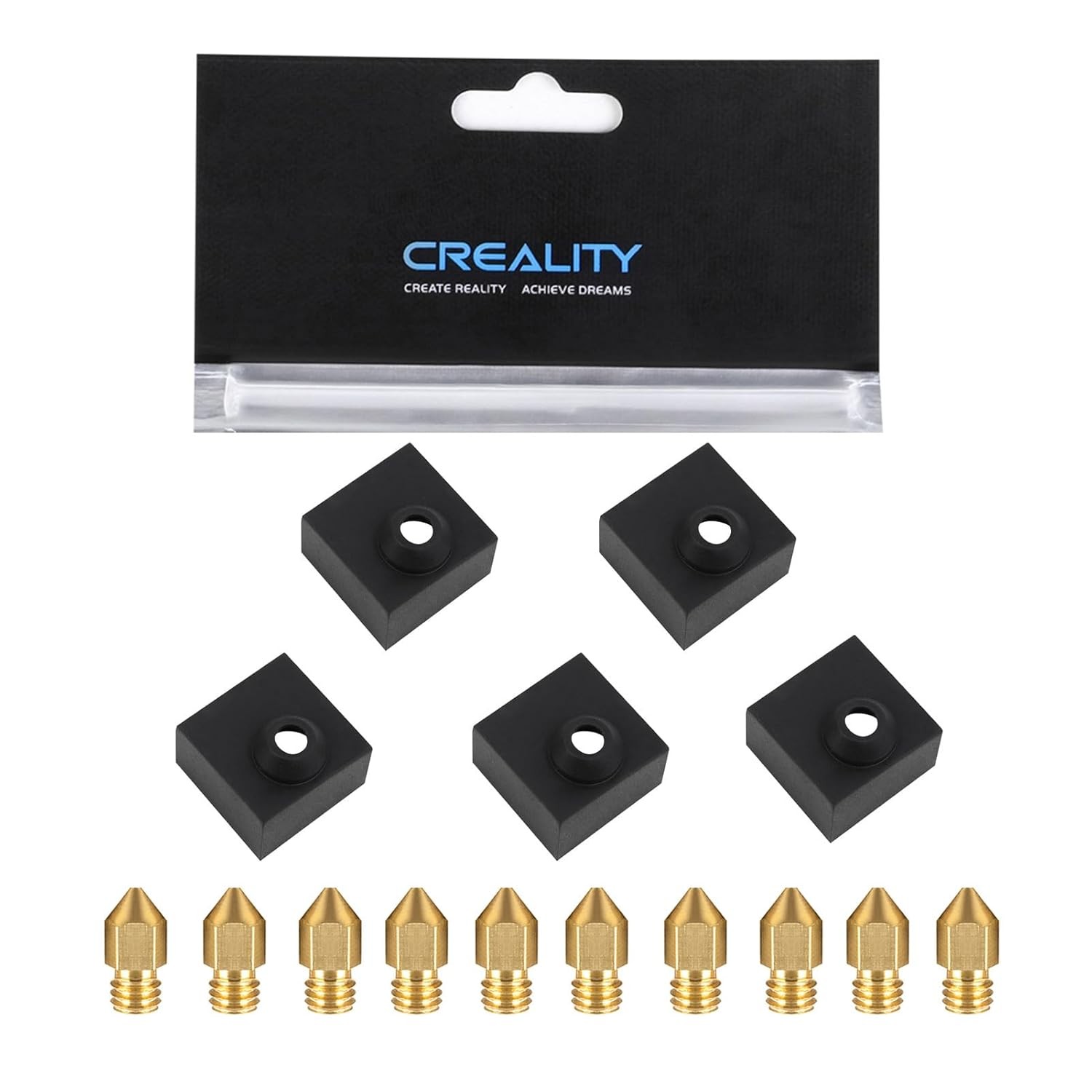 Creality Original 10pcs 0.4mm Nozzle with 5pcs Silicone Sock, for Ender 3/Ender