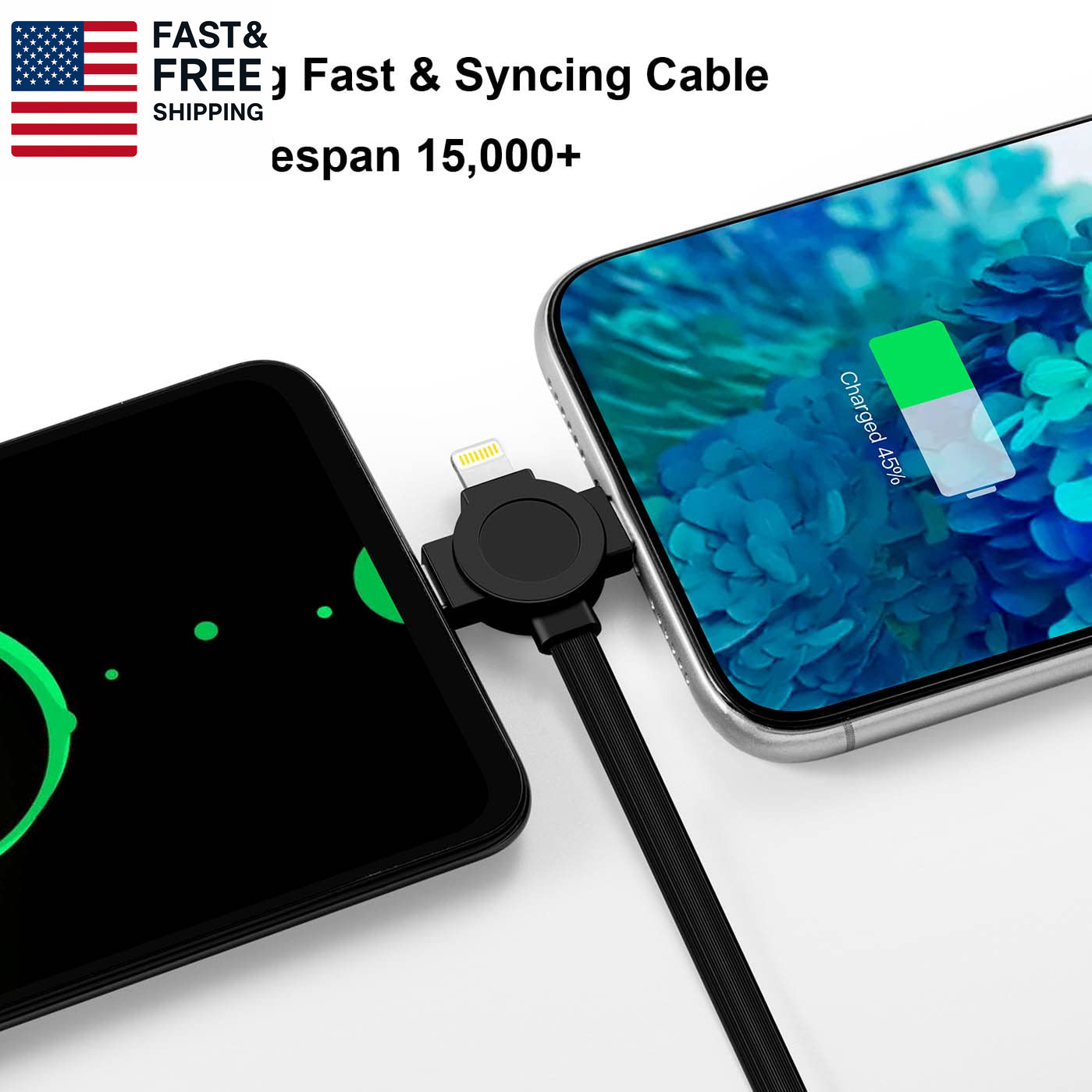 2Pack Multi Charging Cable, 3 in 1 Retractable Multiple Charger Cable, Fast Char