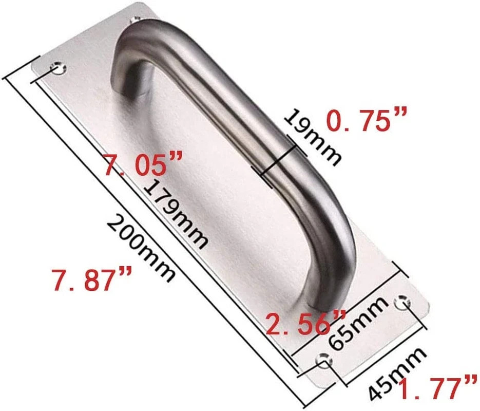 2Pcs Pull Push Door Plate Handle 8Inch Stainless Steel Heavy Duty Barn Door Pull