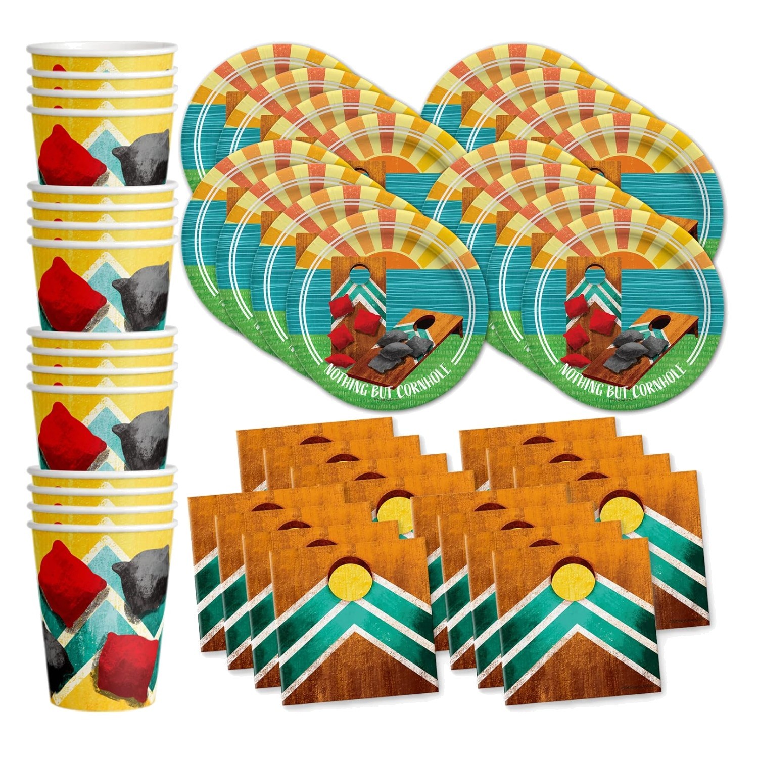 Durable Lake-Themed Tableware Set for 16 Birthday Guests - Ultimate Fun