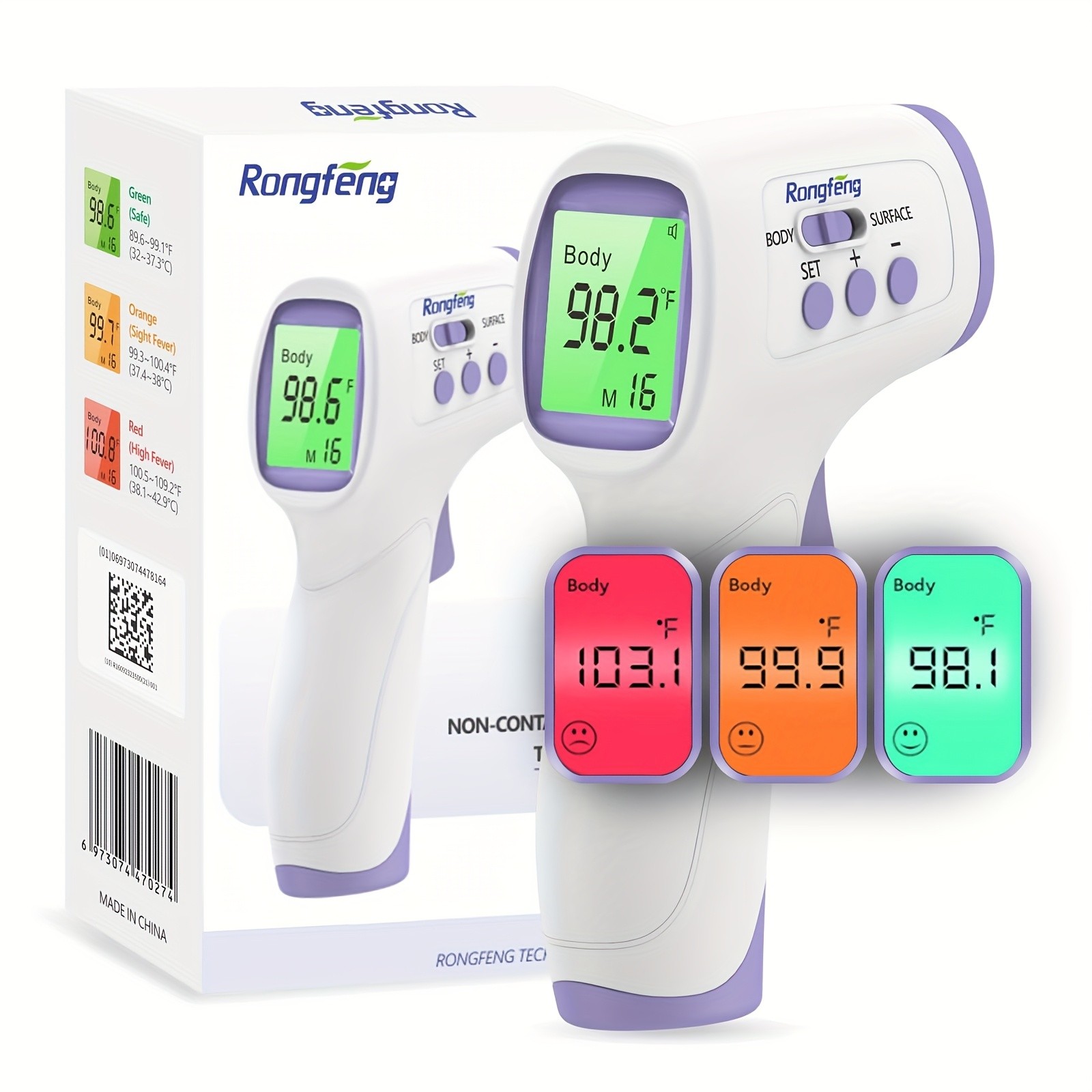 Digital Thermometer for Adults, No Touch Forehead Thermometer, 2in 1 Surface Mod