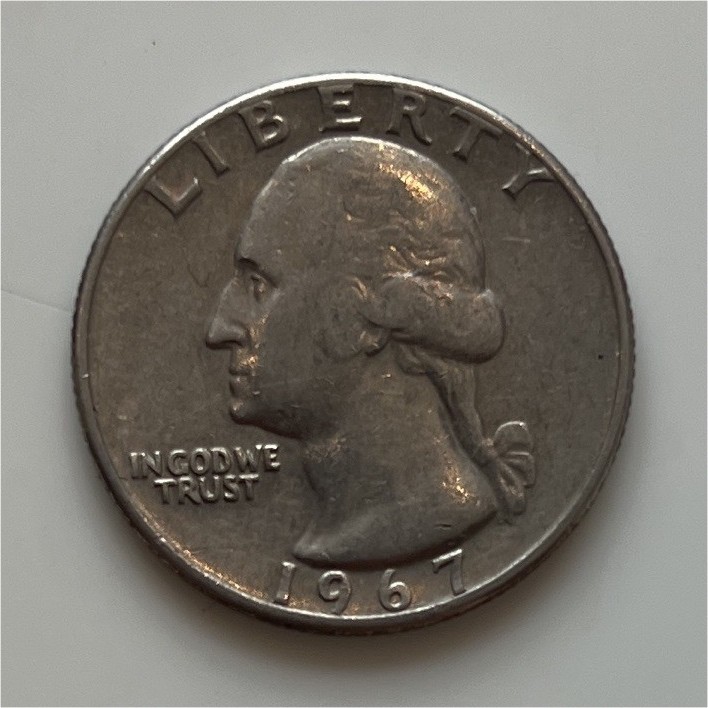 Washington Quarter 25C 1967 Philadelphia. Looks great! (1)