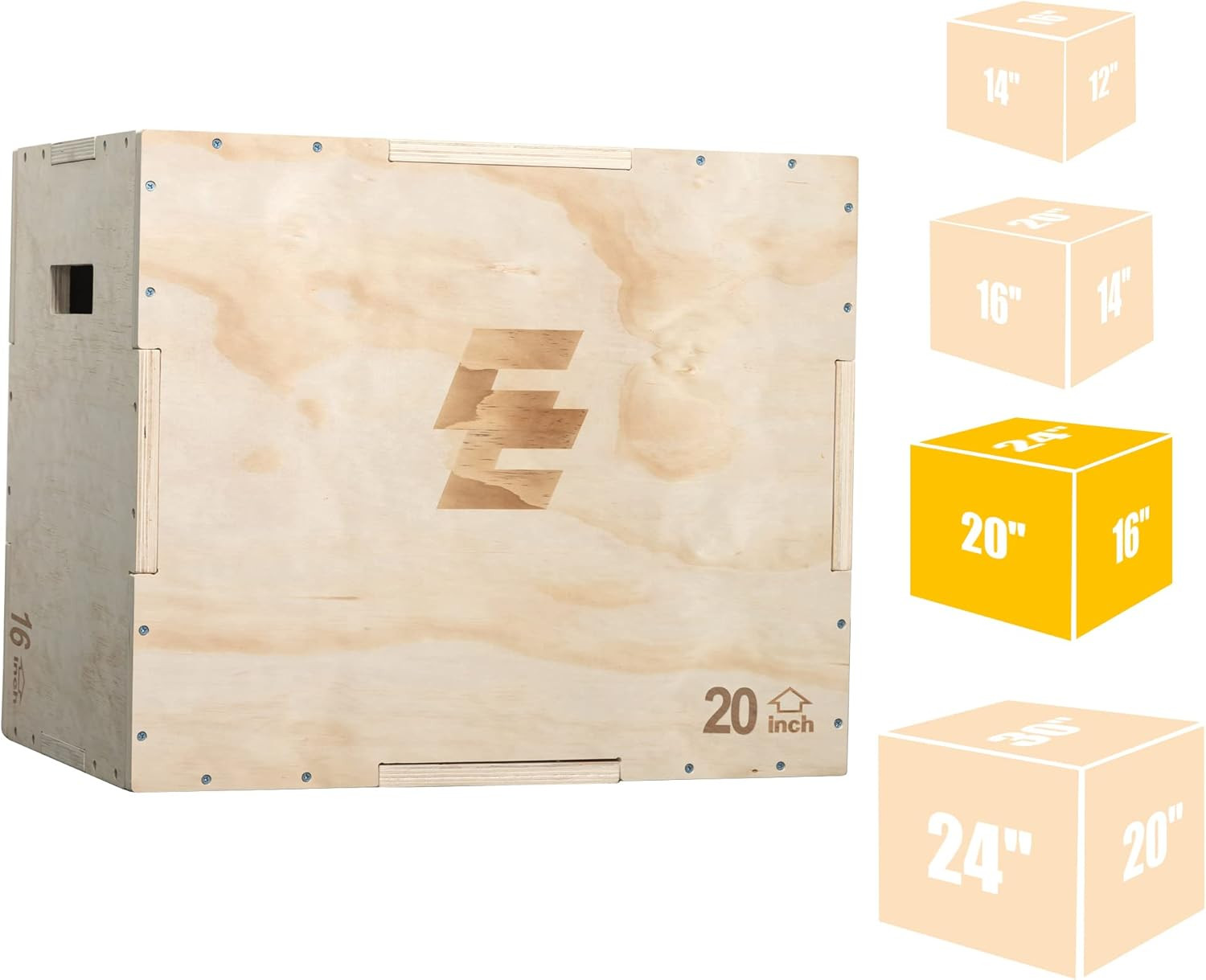 3 in 1 Wood Plyo Box, Jump Box Plyometric Non-Slip for Skipping, Jumping,Box Jum