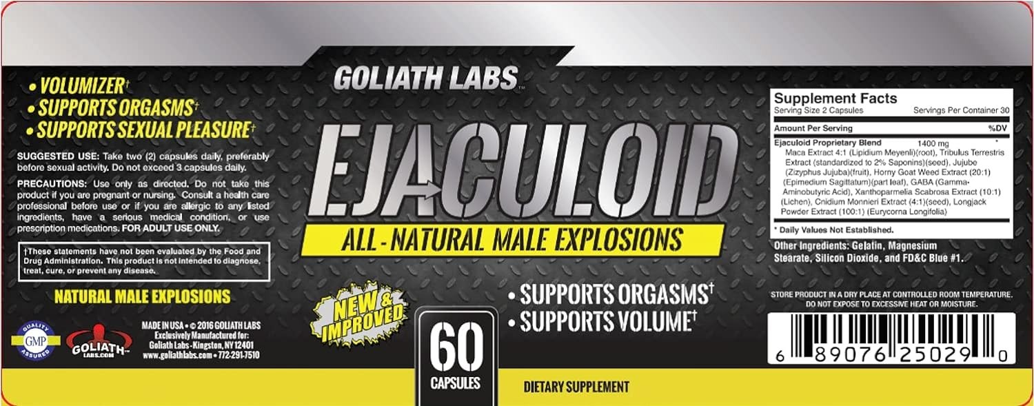 Ejaculoid– Goliath Labs Bigger, Longer Rock-Hard, Long Lasting Results, 60 Ct