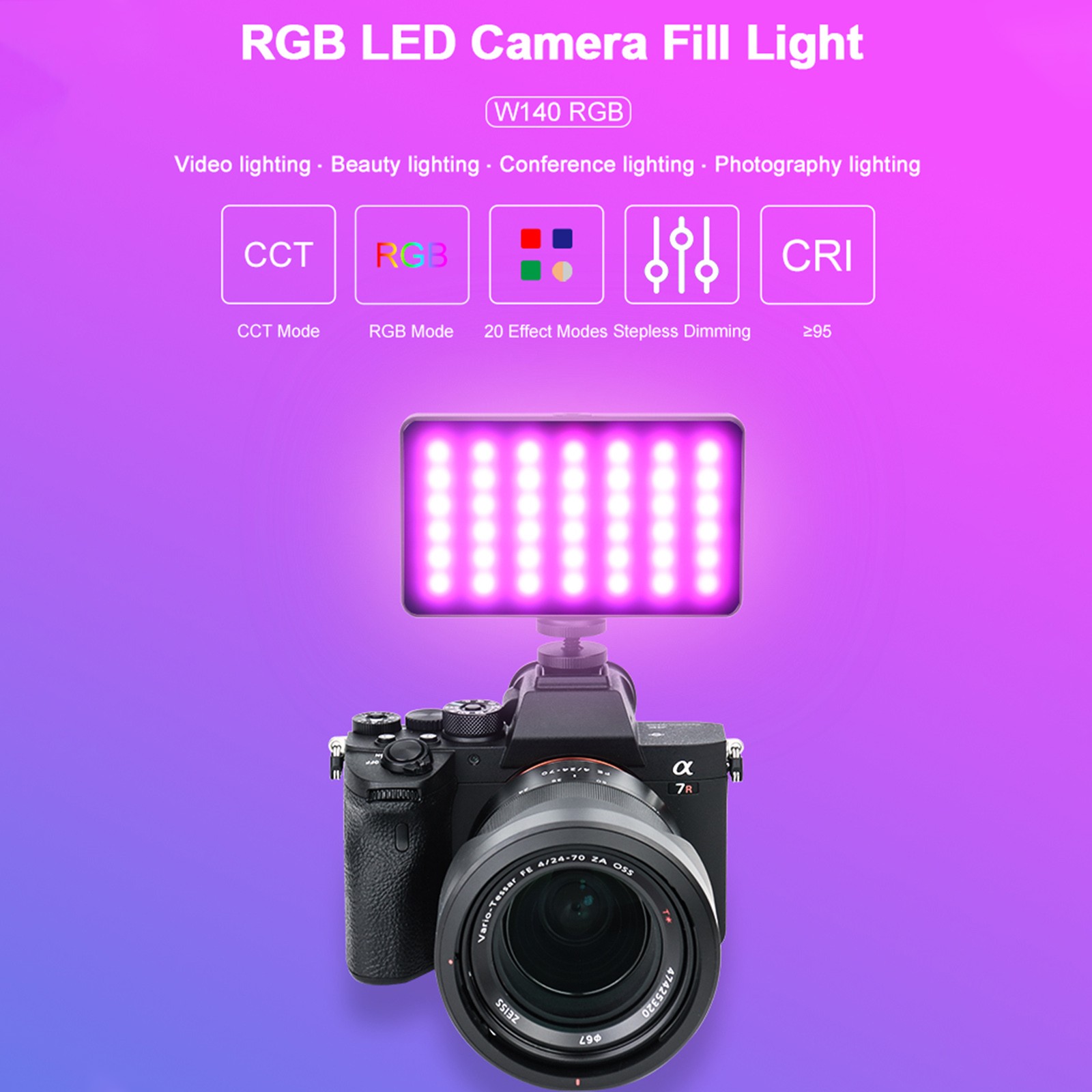 W140 RGB LED Video Light Fill Light Video Camera Mobile Phone Live Photography