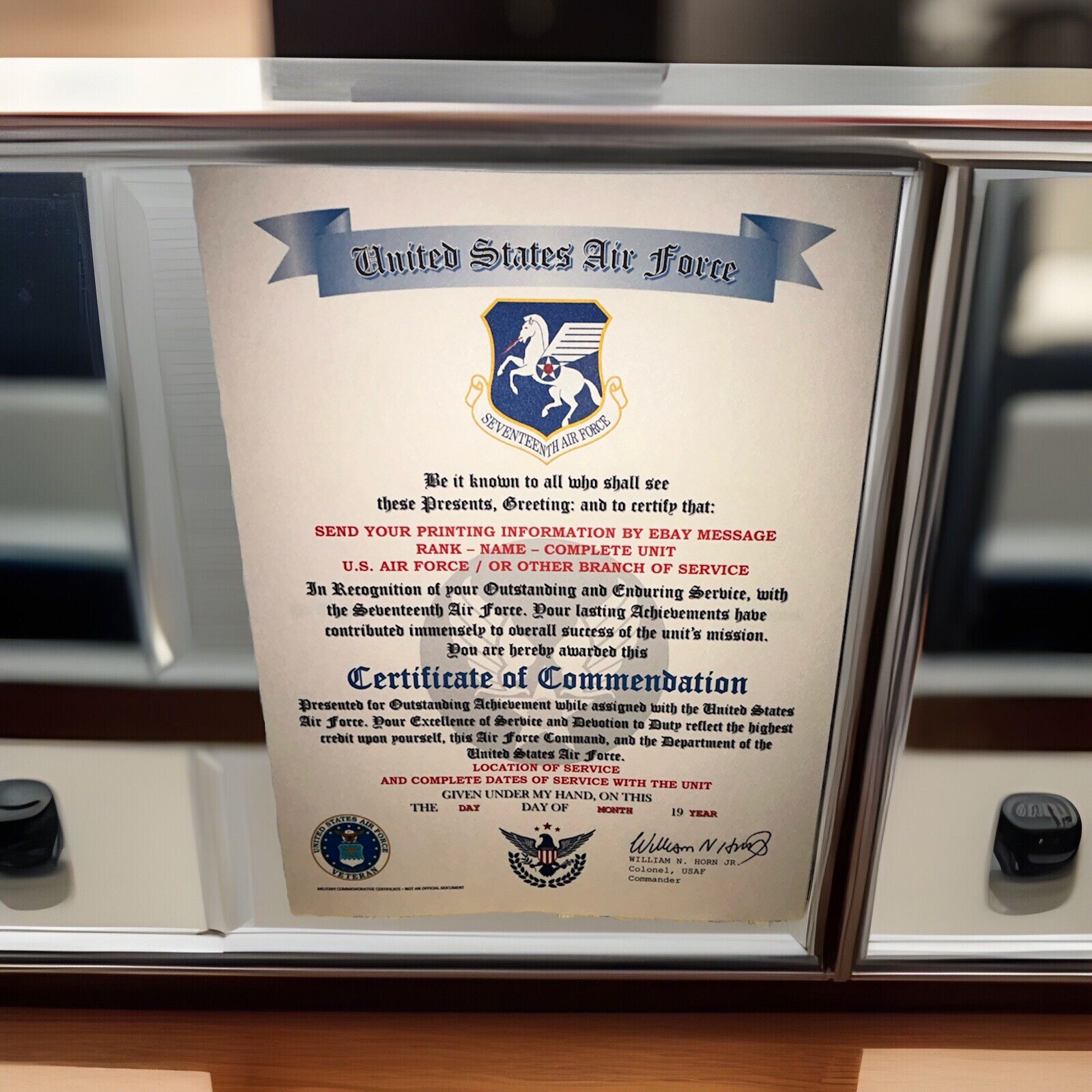 U.S.A.F. / UNITED STATES SEVENTEENTH AIR FORCE - CERTIFICATE OF COMMENDATION