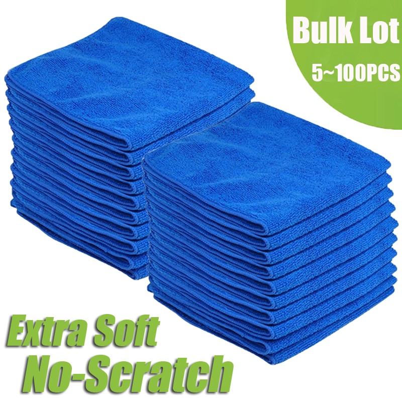 Lots Paños de limpieza de microfibra Toalla de lavado azul para cera de pulido
