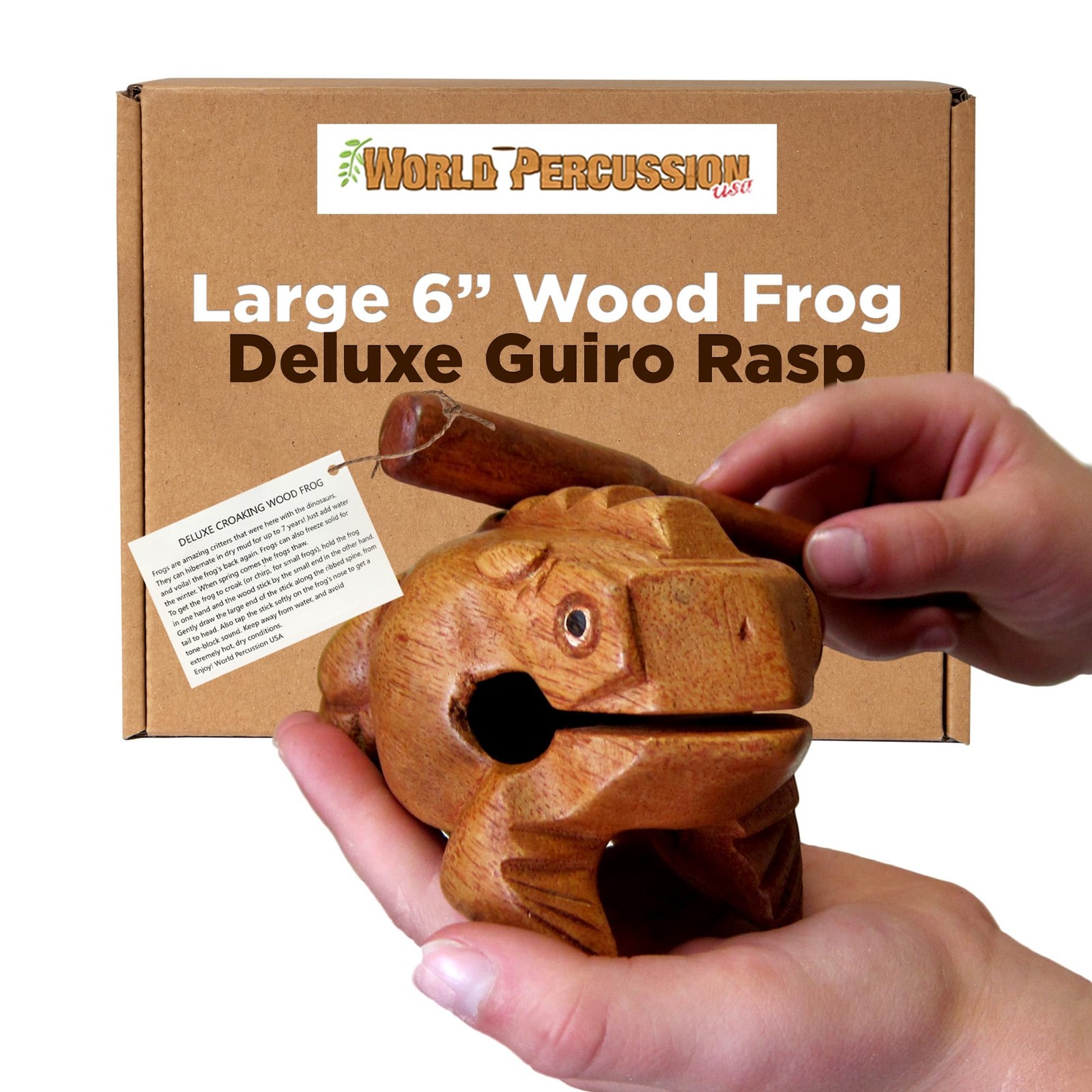 6" Wood Frog Guiro Rasp - Musical Instrument by World Percussion