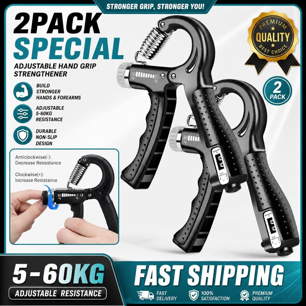 Grip Strengthener Power Trainer 2 Hand Gripper Strength Adjustable Gym Exerciser
