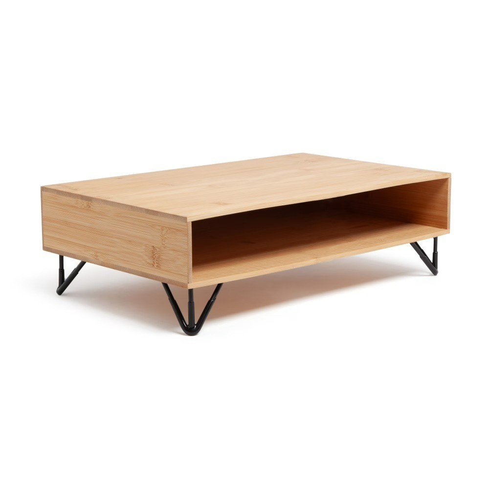 Bamboo Desk Monitor Stand U Brands Verona with Storage Office Organizer 16.5 In
