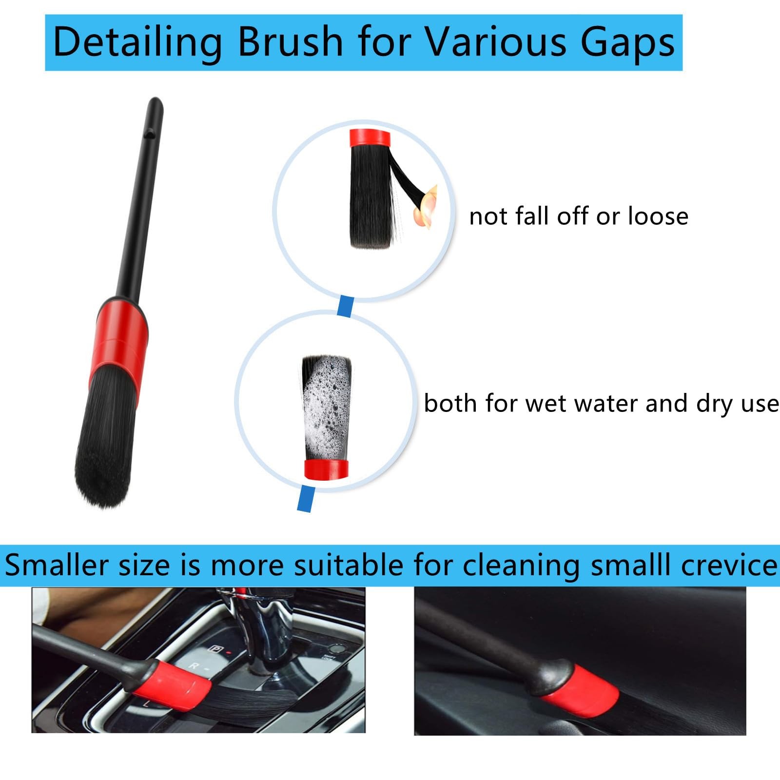 Fitosy Car Interior Duster Detail Brush Cleaning Interior-1 Set, Grey, White
