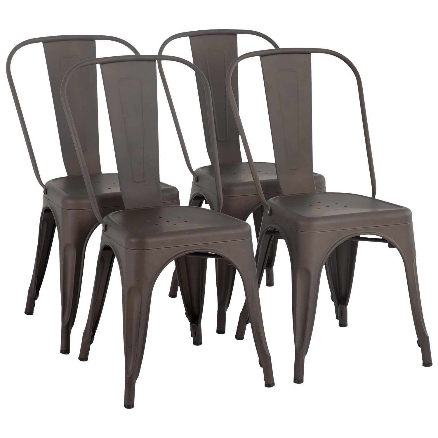 Metal Chairs Set of 4 18 Inch for Seat Height Kitchen Dining Side Bar Patio Bron