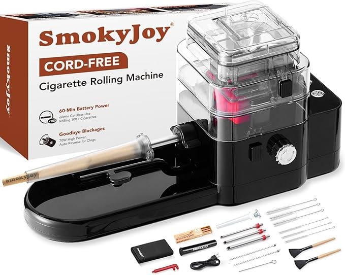 Cordless Electric Cigarette Rolling Machine for Pre-Rolled Cones & Tubes, Filler
