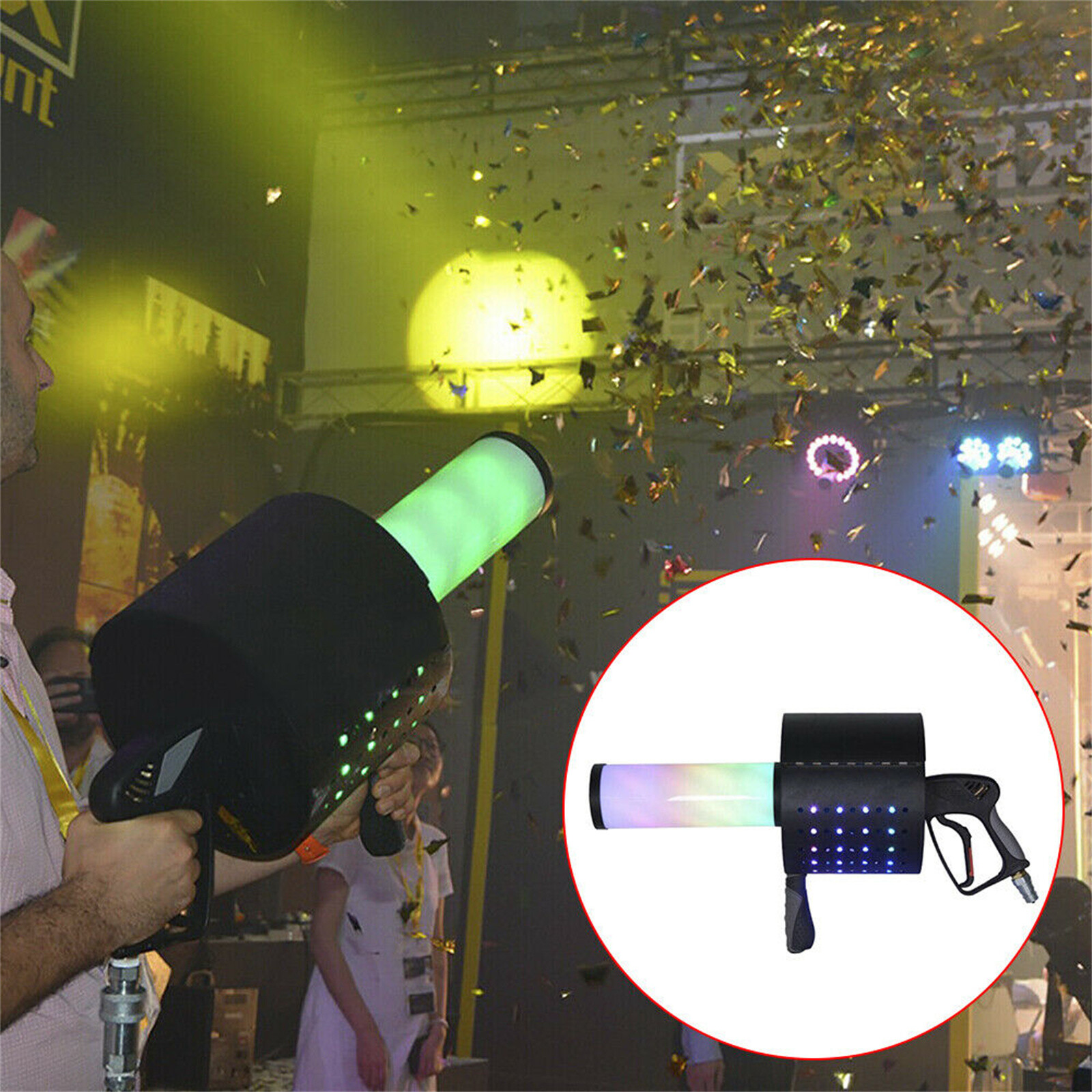 LED CO2 Gun + LED Confetti Cannon Machine CO2 Jet Stage Event For DJ Club Party