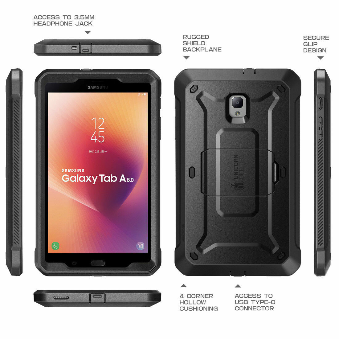 Samsung Galaxy Tab A 8.0 Case FullBody Cover Builtin Protector & Kickstand