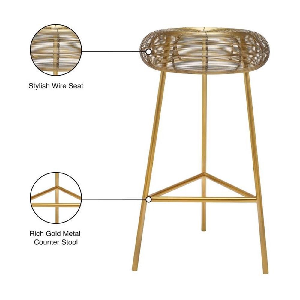 Pemberly Row Contemporary Gold Metal Counter Stool - 16"W x 16"D x 26.5"H