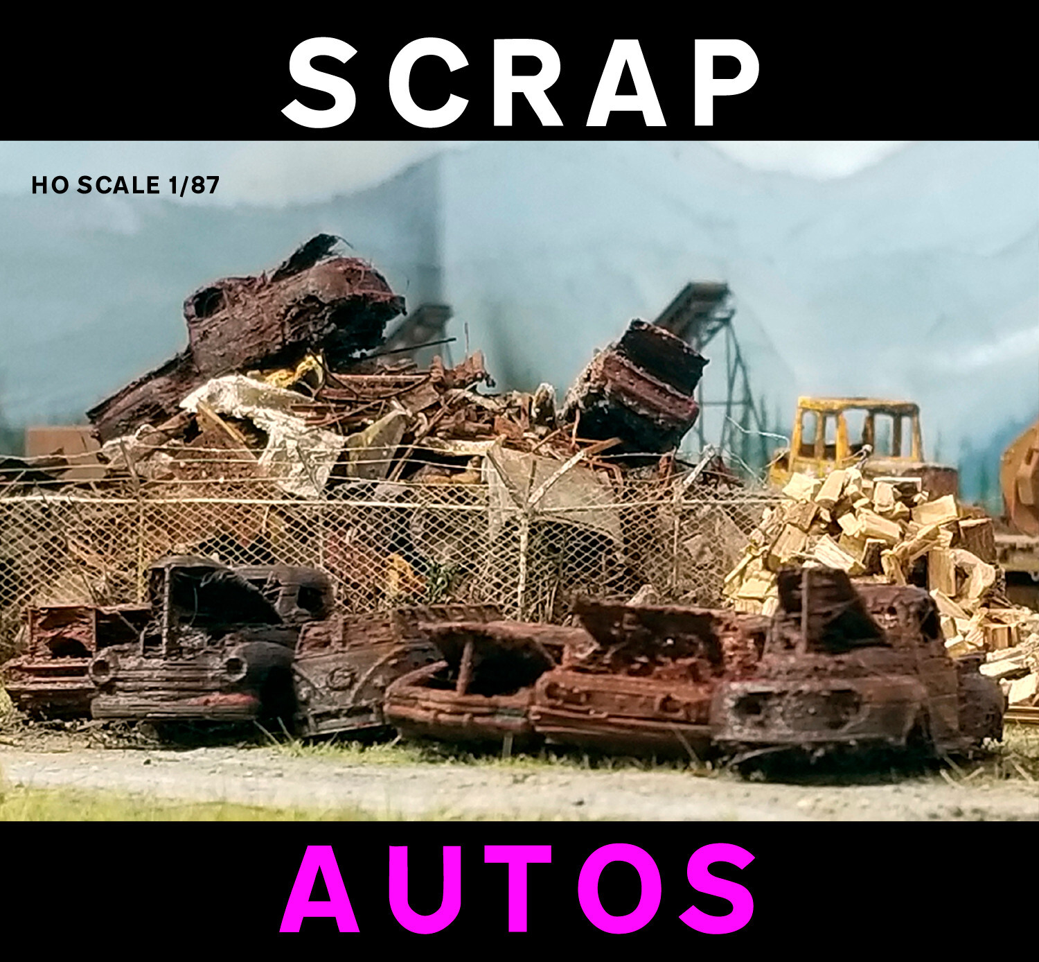 SCRAP-AUTOS Detailed Rusty CARS wrecked recycled SIX (6)HO scale USA-made of PLA