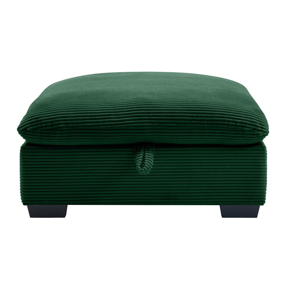 Soft Corduroy Ottoman Bench Footrest for L/U Shape Sofas, Green, 37" x 33"