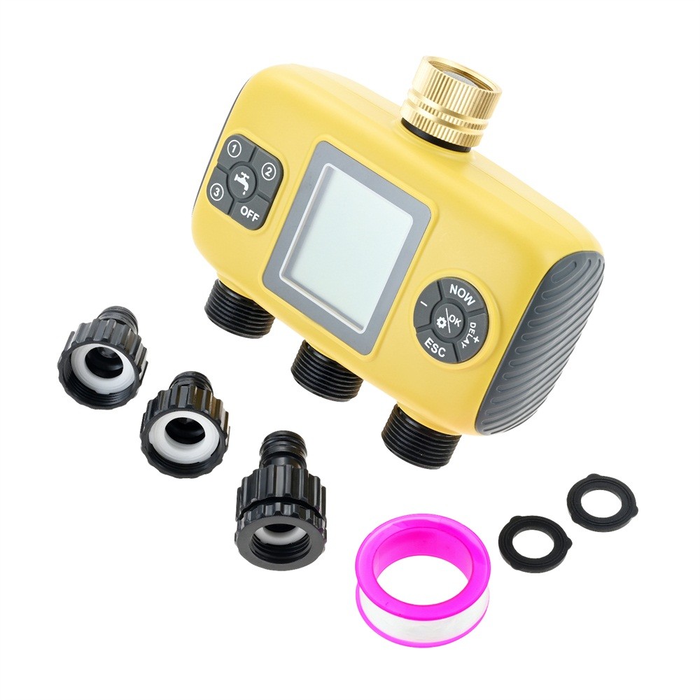 Smart Irrigation Computer 3 Zone Sprinkler Timer With Brass Inlet Hose Timer