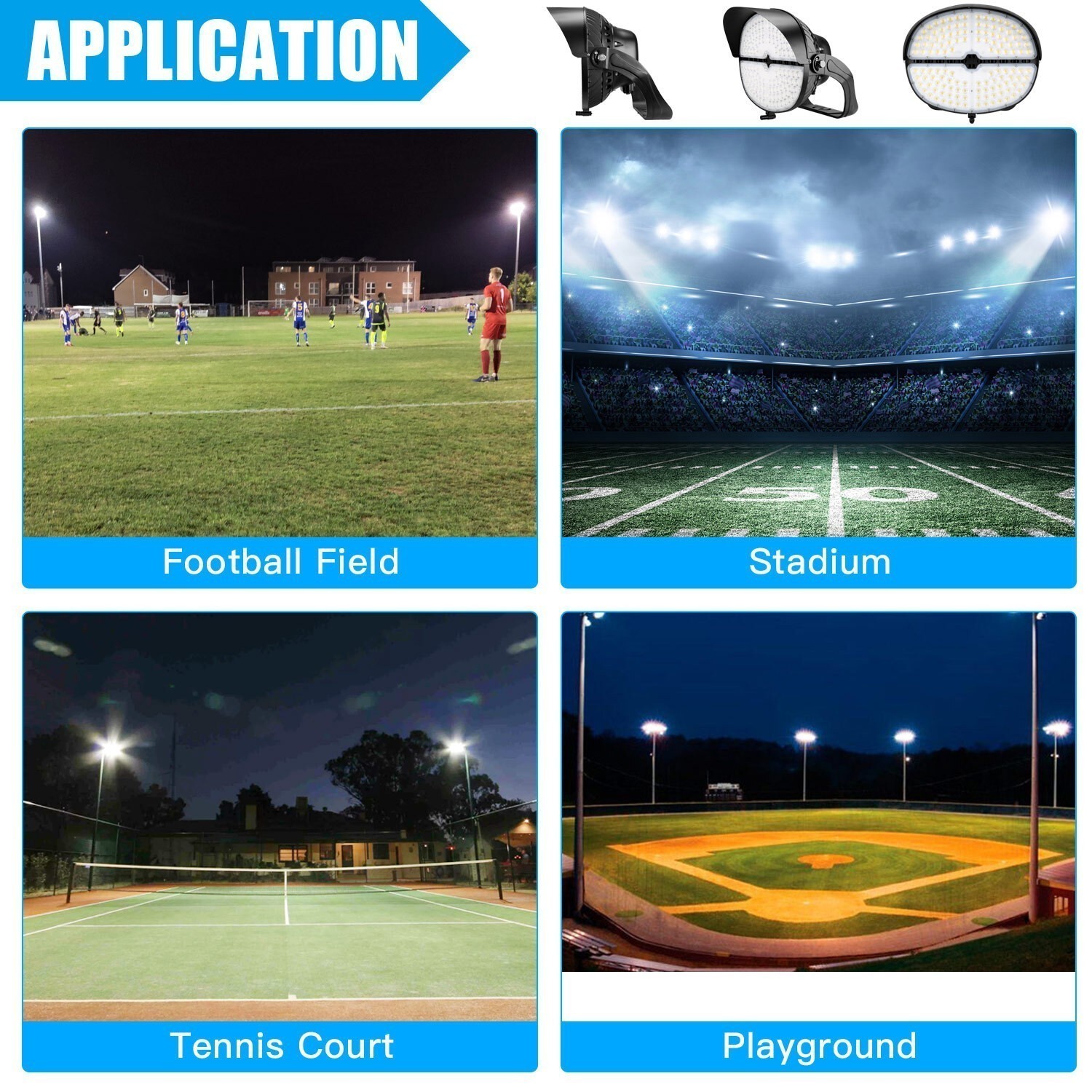 5700K Very Bright LED Stadium Light 500W Sport Lamp Floodlight 200V to 480V IP65