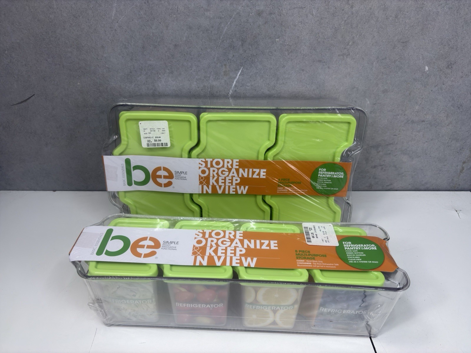 Basic Essentials Storage Bin Caddy Lot Green 4 & 5 Piece Sets NIP