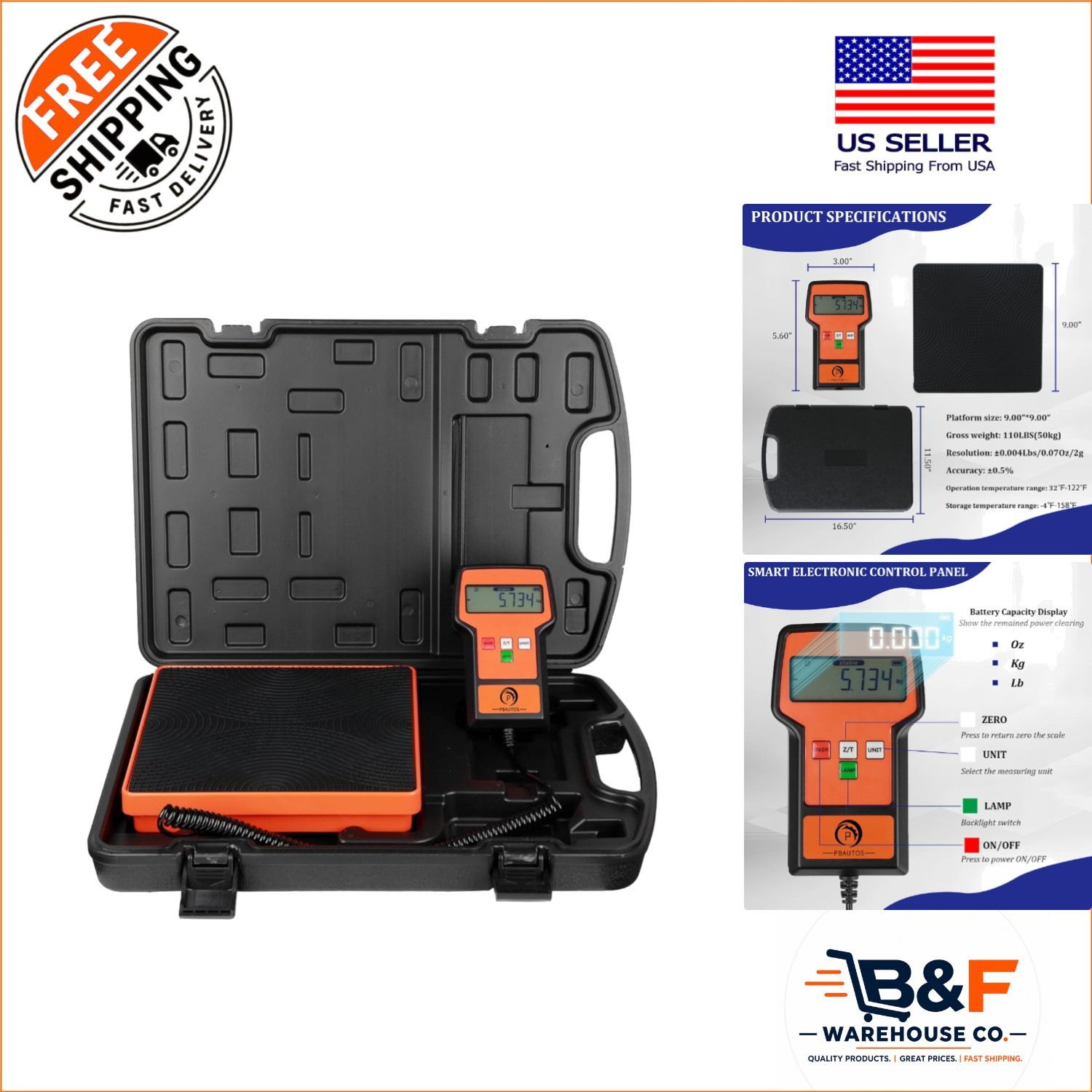 Durable Electronic 110lbs Refrigerant Charging Scale with Auto Shut-Off Feature