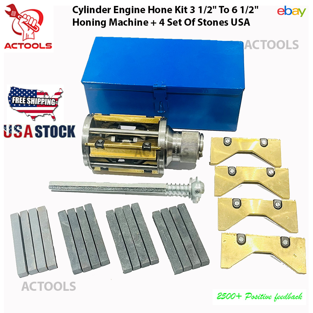 NEW Cylinder Engine Hone Kit 3 1/2" To 6 1/2" Honing Machine + 4 Set of Stones