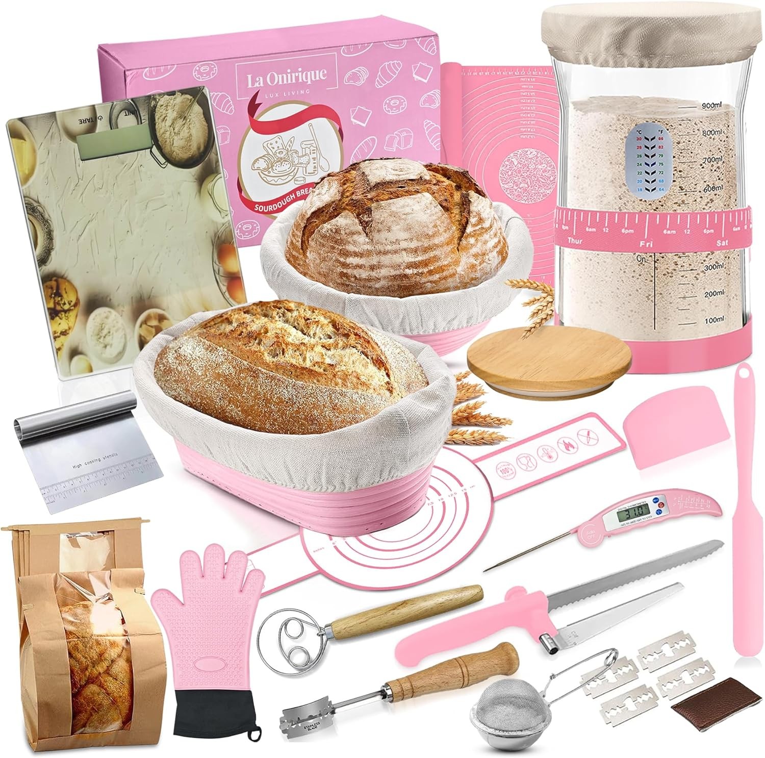 Sourdough Starter Kit – Sourdough Bread Baking Supplies – 41 Oz Starter Jar