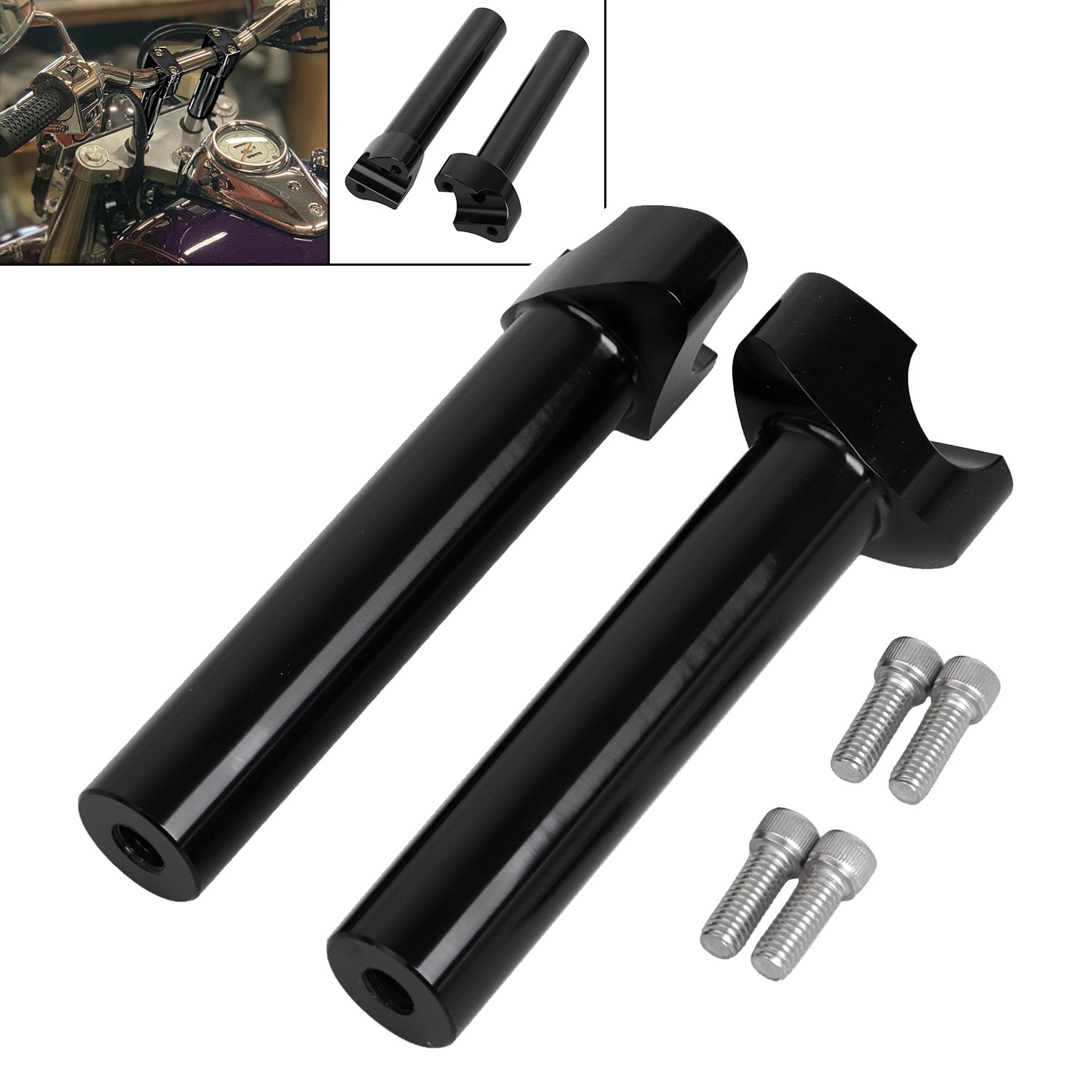 6.5" Straight Handlebar Risers For Harley 1" Bar Sportster 1200 883 Dyna Softail
