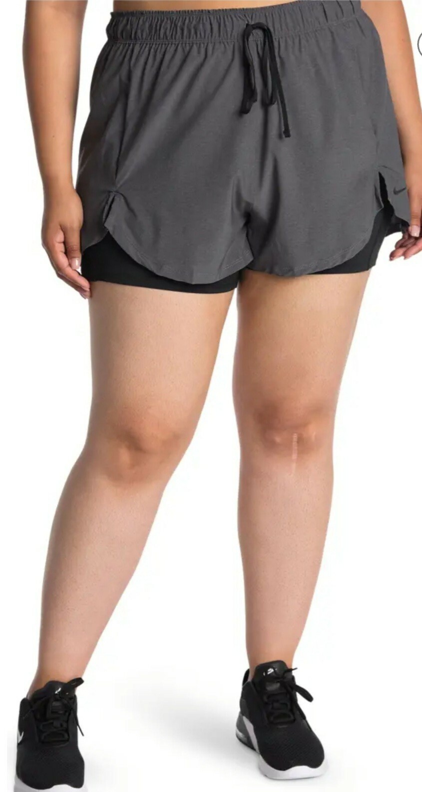 Nike Women's Flex Essential 2 in 1 Shorts Plus Size 2X Grey & Black NEW NWT