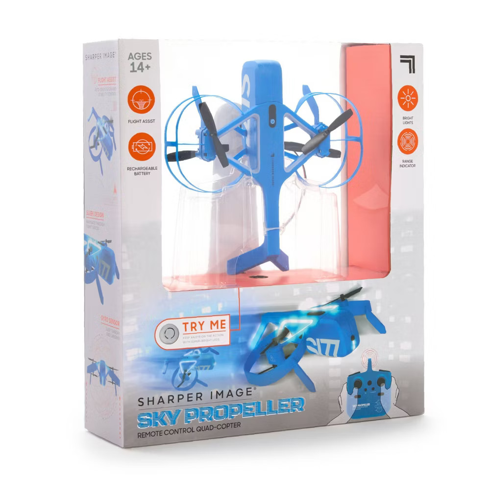 Sharper Image Sky Propeller Remote Control Blue Quadcopter Drone