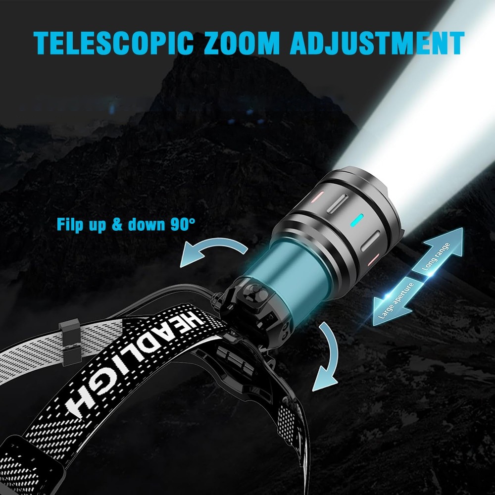 25000LM LED HEADLAMP Rechargeable Headlight Zoomable Head Torch Lamp Flashlight