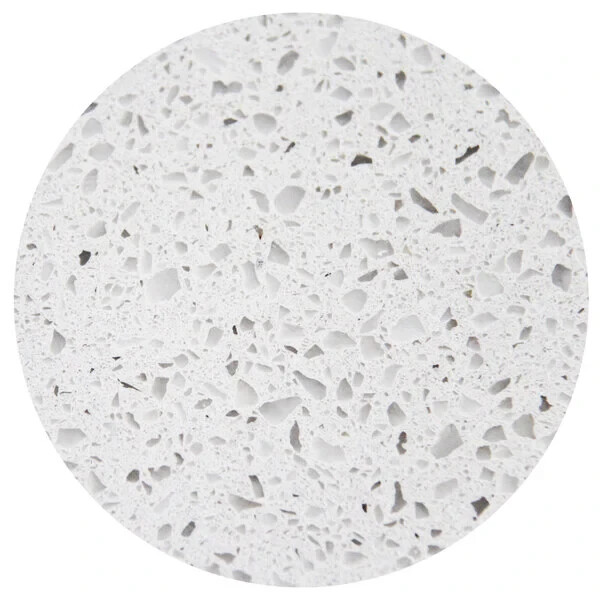 24'' Round All-Weather Quartz Restaurant Table Top in Snow White Marble Finish