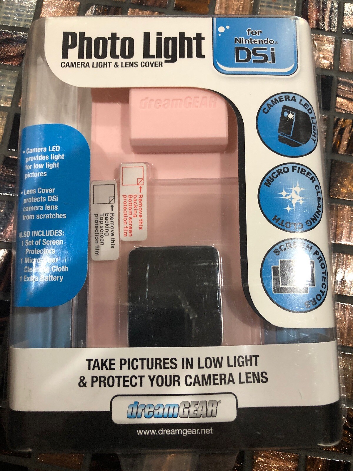 Photo Ligjt Camera Light & Lens Cover For Nintendo DSI Dream Gear