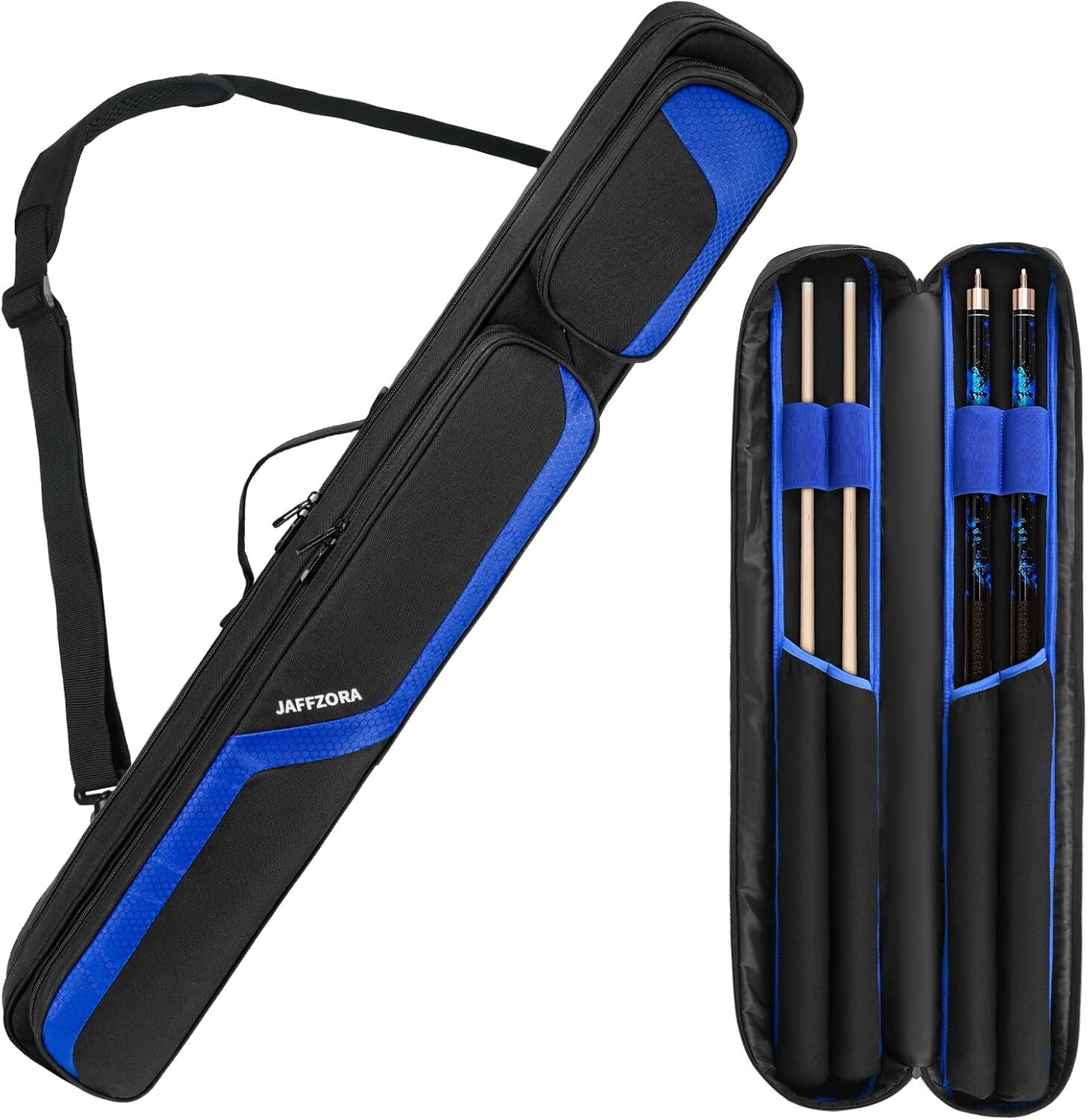 Pool Cue Case 2x2, Pool Stick Carrying Case Holds 2 Butts and 2 Shafts, Soft ...