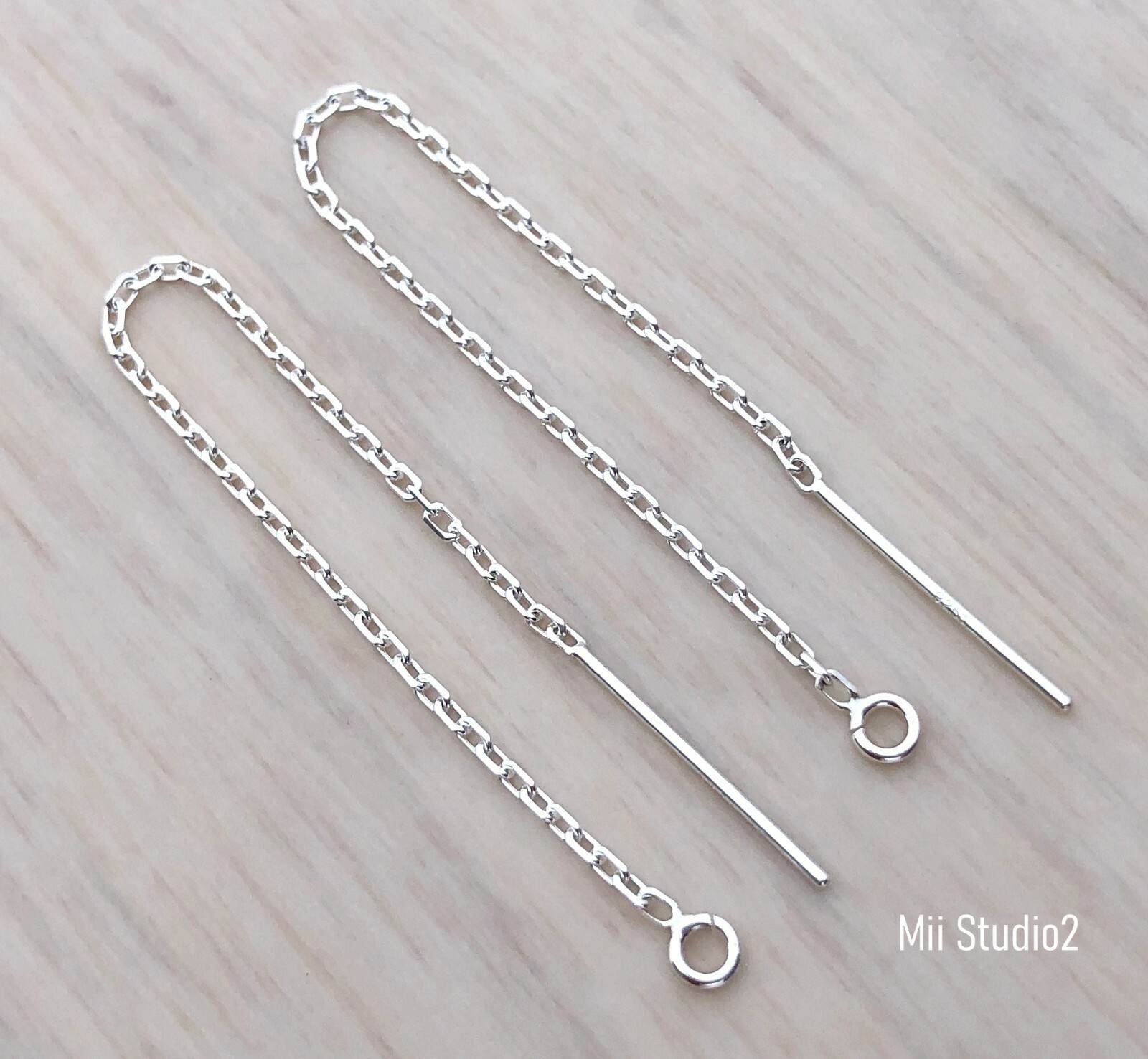 6pcs 925 Sterling Silver Diamond cut cable chain earring threader E13s