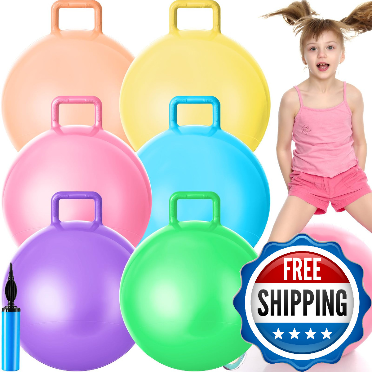 Lewtemi 6 Pcs Hopper Ball Carnival Outdoor Games 22 Inch Jumping Hopping Inflata
