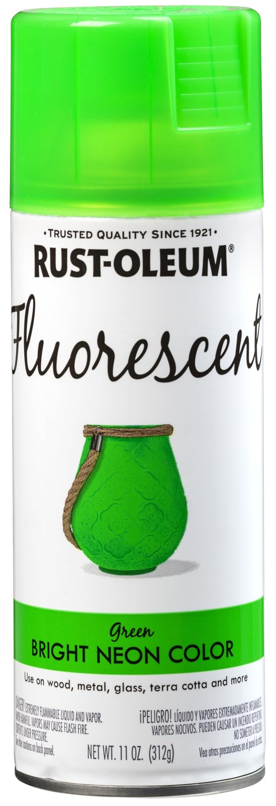 Rust Oleum Fluorescent Spray Paint 11Oz Green Fast Dry High Visibility Neon