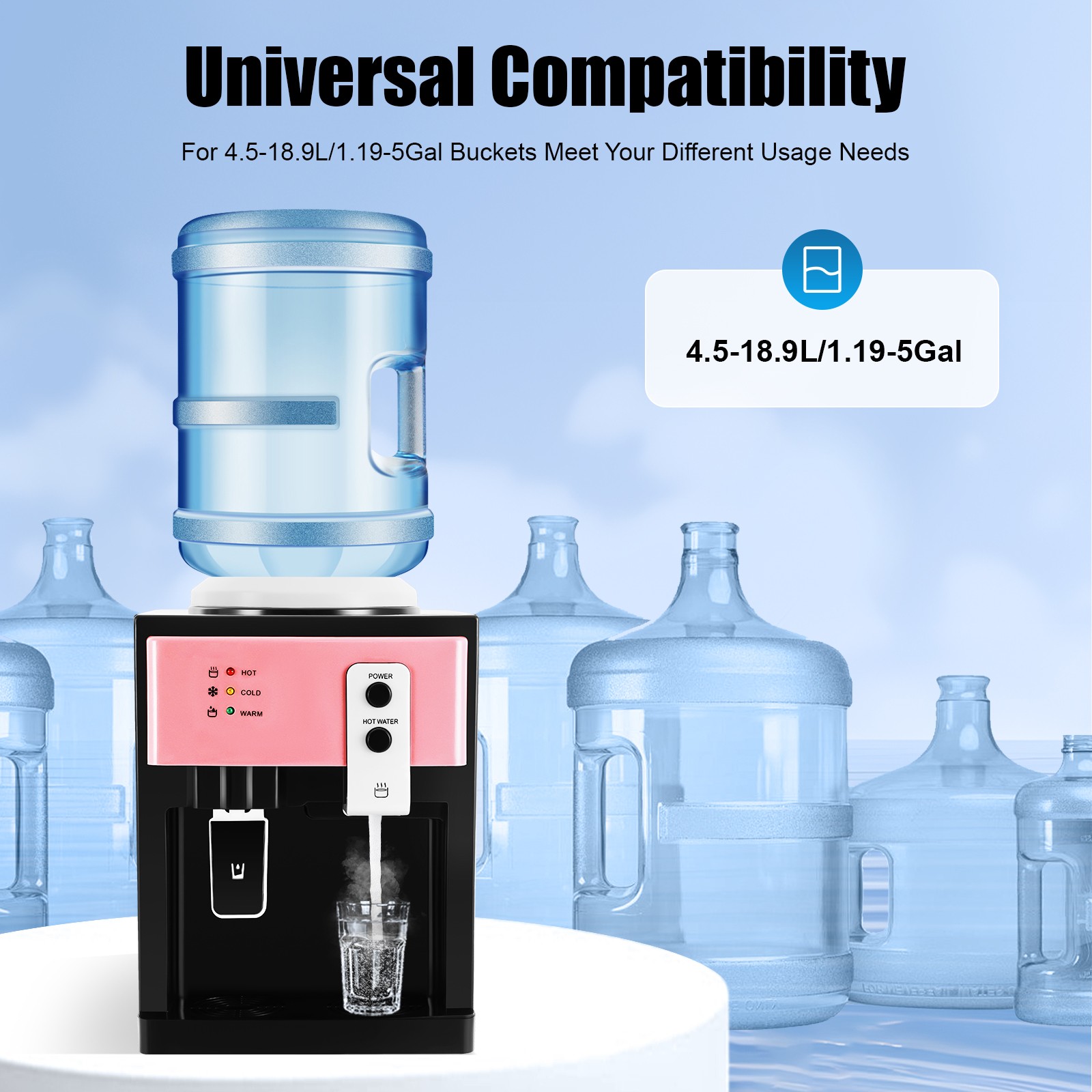 Electric Hot Cold Water Cooler Dispenser Countertop Drinking Machine Top Loading