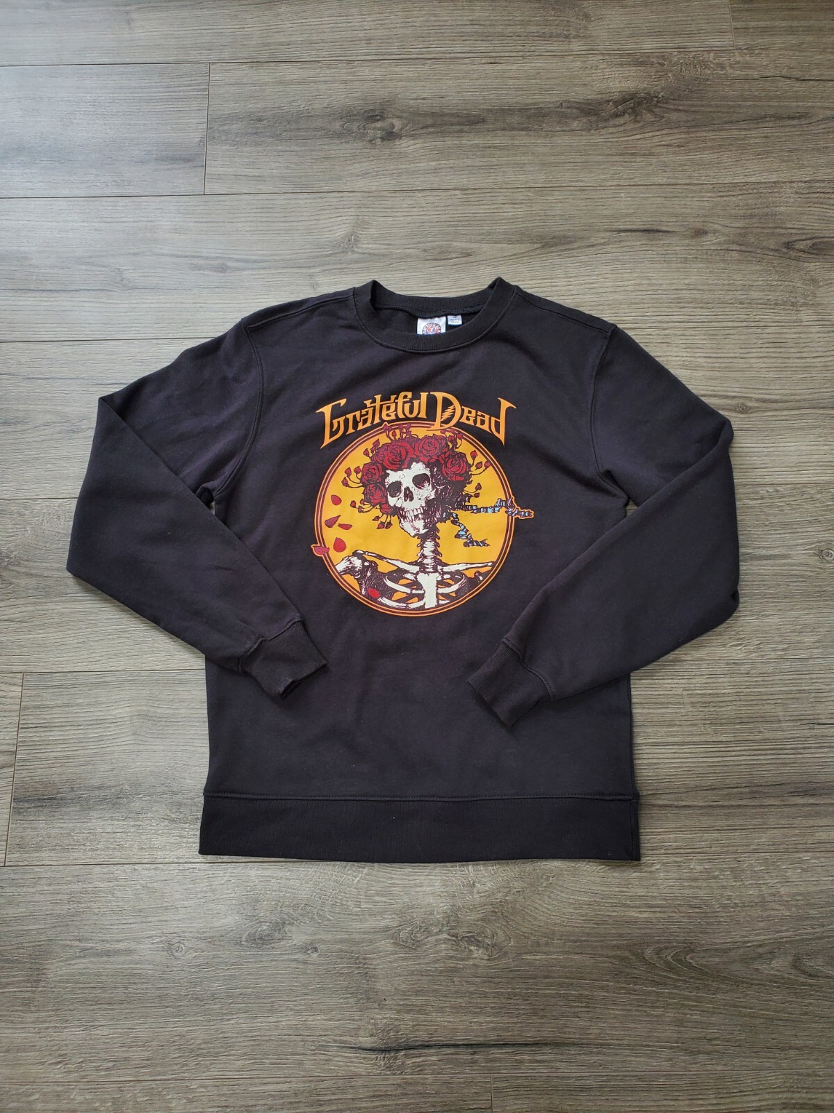 Grateful Dead Bertha Skull and Roses Crewneck Sweater Black Mens Size XS