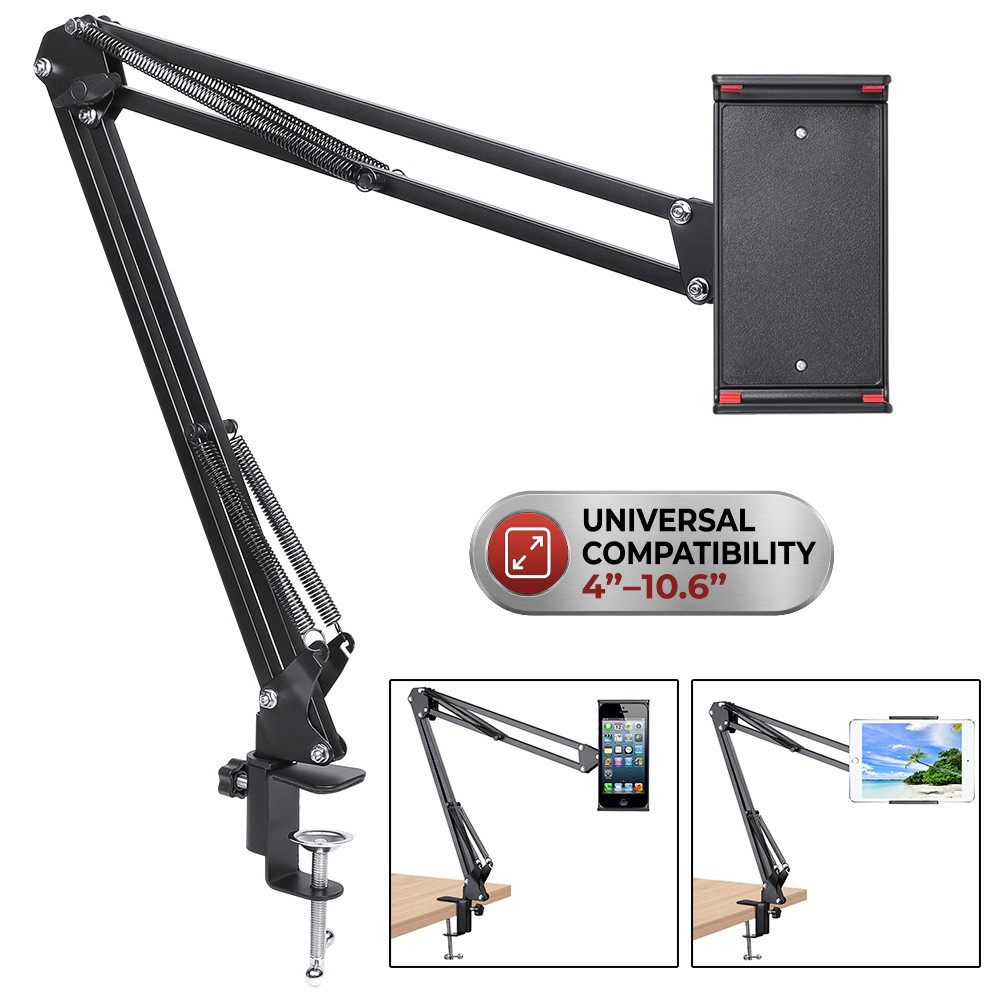 4"–10.6" Tablet Stand Phone Lazy Holder Long Arm Bed Desk Mount For iPhone iPad
