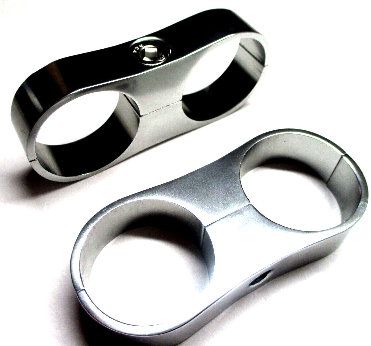 BILLET ALUM DUAL HOSE SEPARATOR 11/16" i.d. 2pk POLISHED TITANIUM GRAY -08 hose