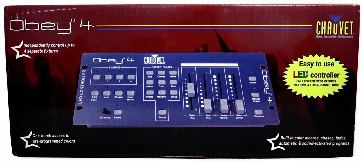 Chauvet Obey 4 Channel Wireless DMX-512 Light Controller+Receiver+Transmitter