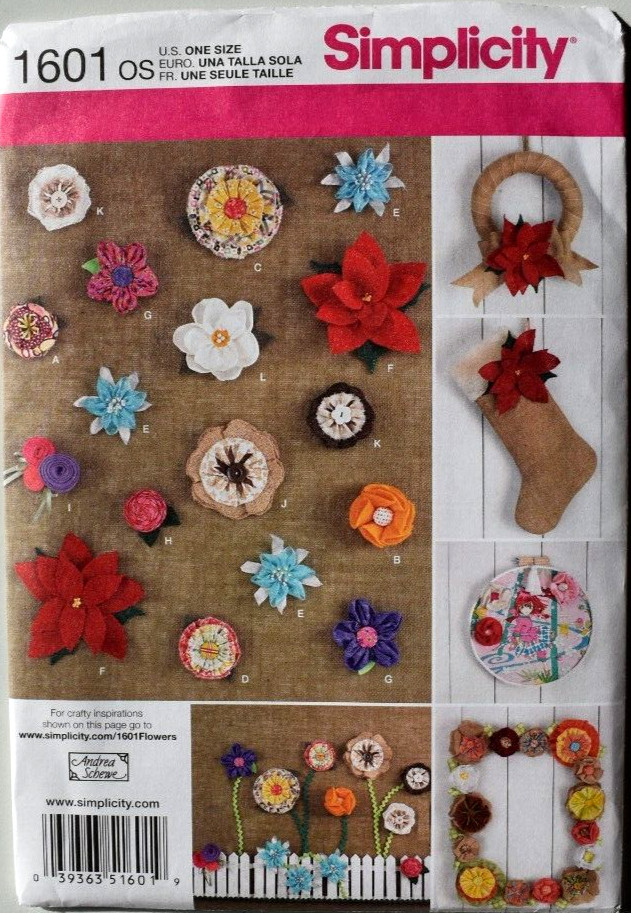 SIMPLICITY PATTERN 1601  FABRIC  FLOWERS  TO MAKE   UNCUT FF