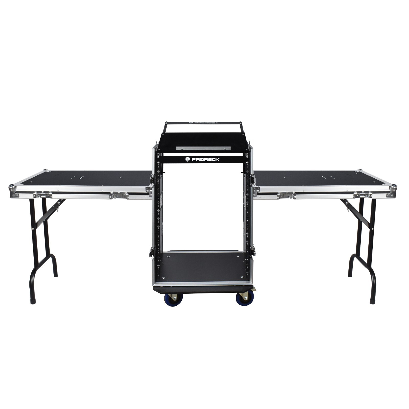 Proreck 16U Rack Case With Slant Mixer Top, two Side table, For stage